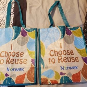 TWO New Norwex Reusable Shopping Bag w/Backlock